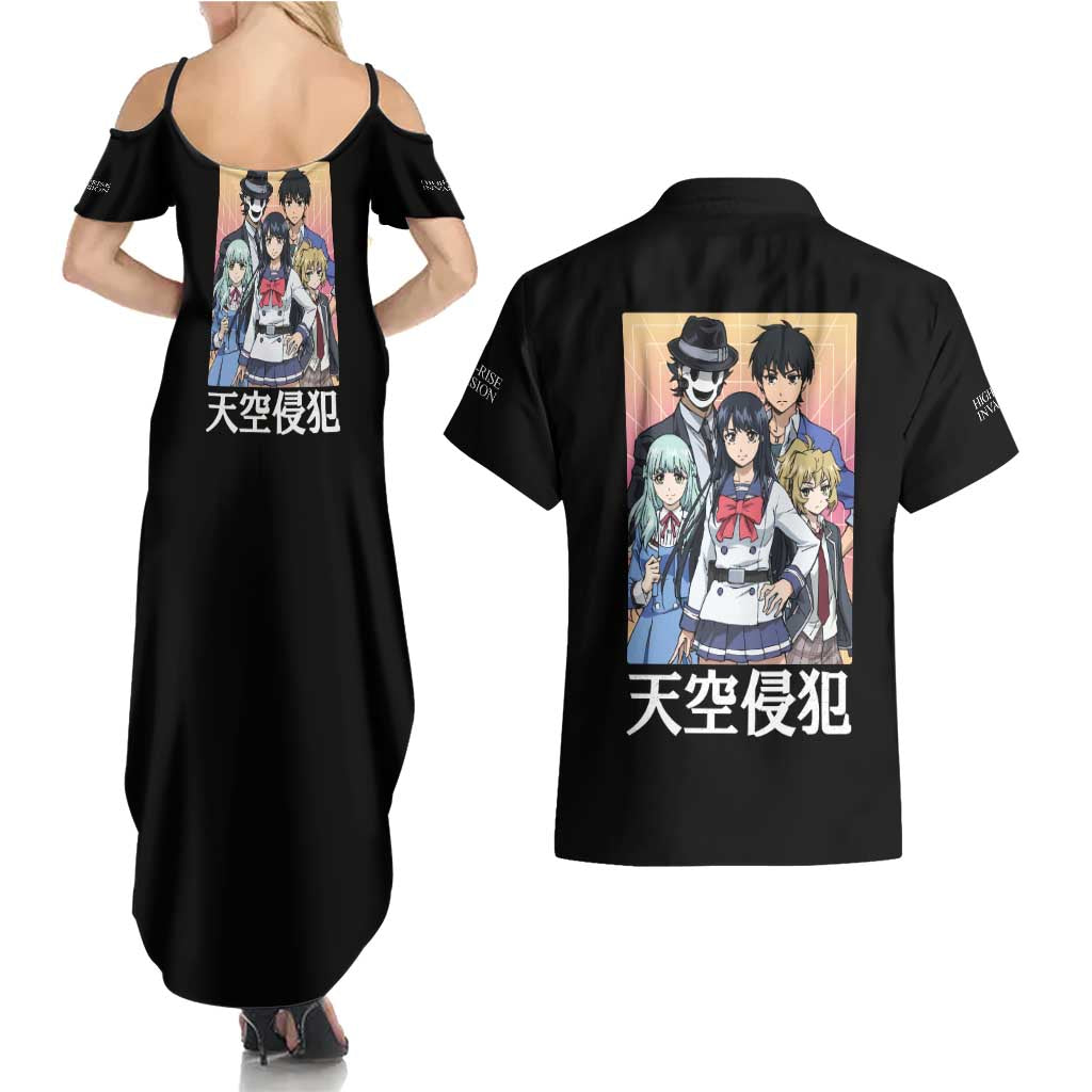 High-Rise Invasion Couples Matching Summer Maxi Dress and Hawaiian Shirt Japan Anime Style - The Mazicc