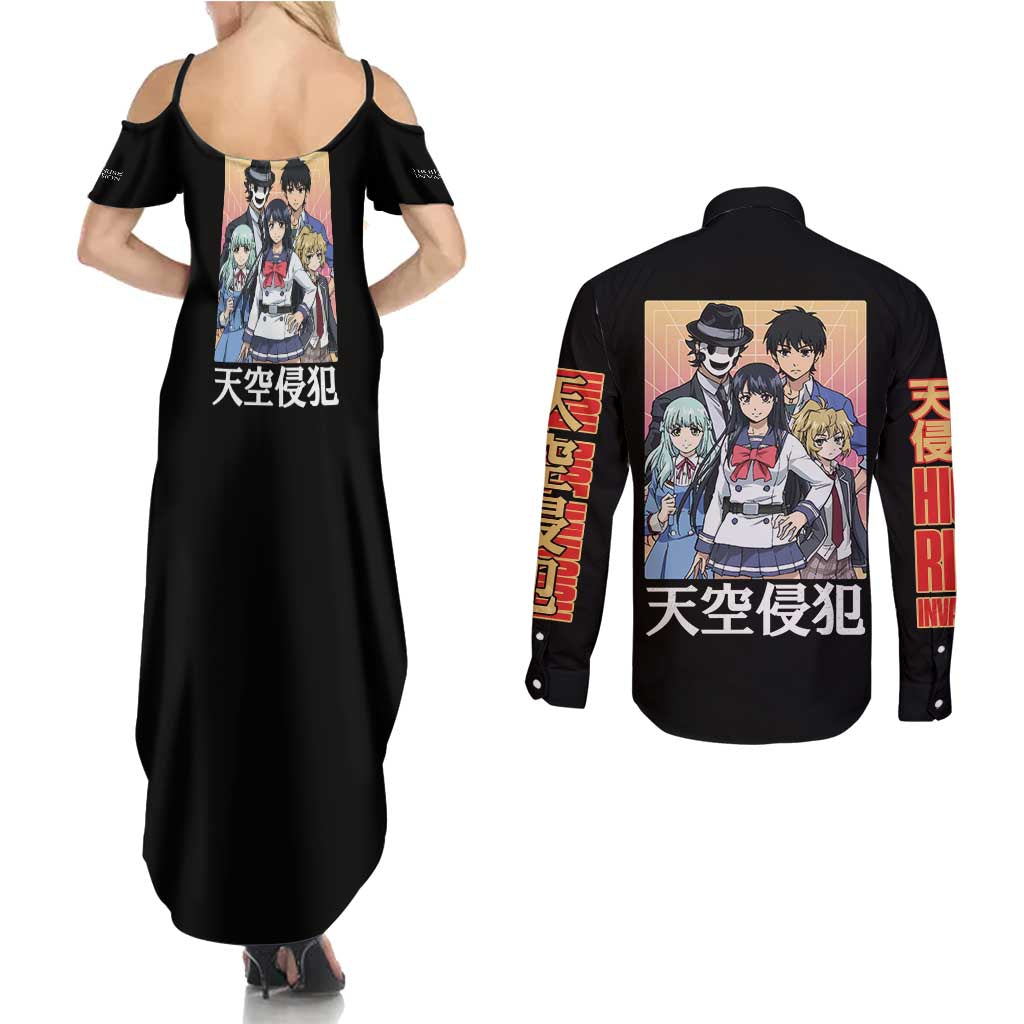 High-Rise Invasion Couples Matching Summer Maxi Dress and Long Sleeve Button Shirt Japan Anime Style - The Mazicc