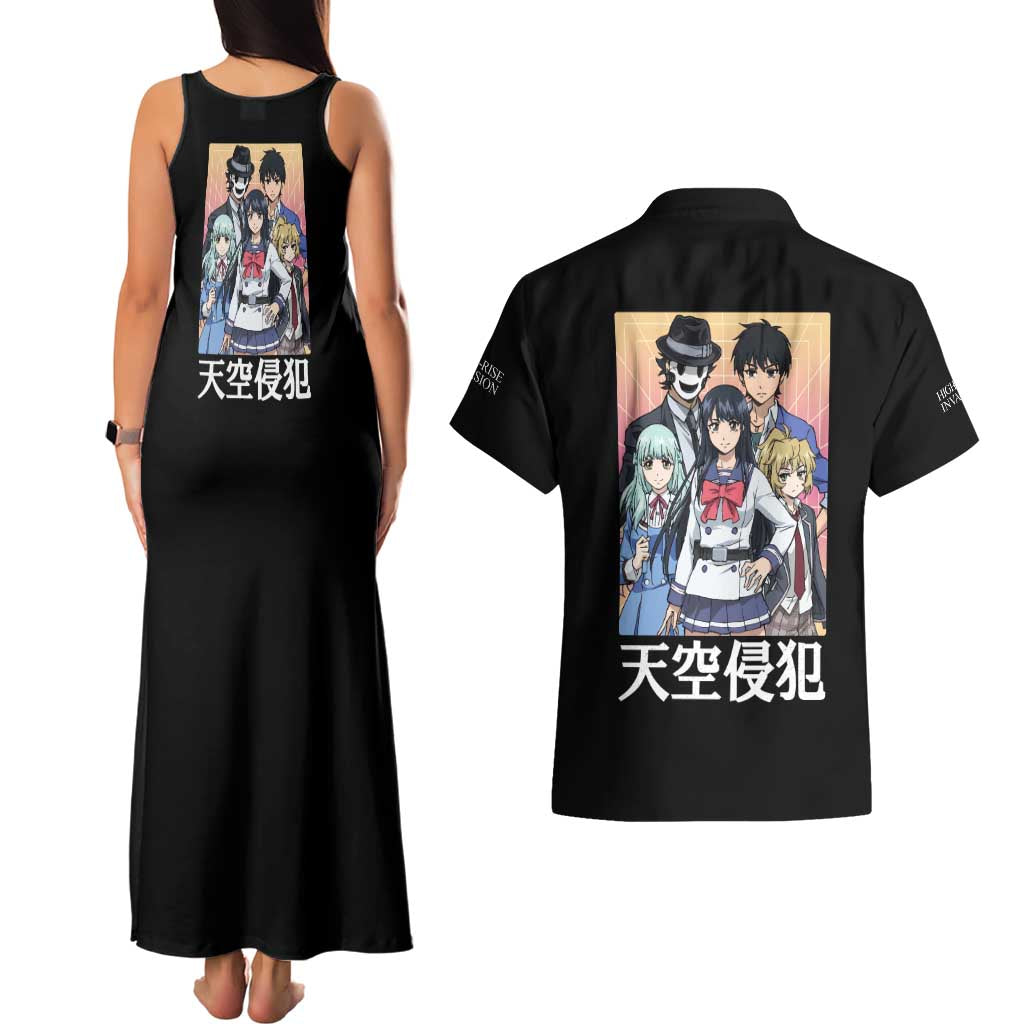 High-Rise Invasion Couples Matching Tank Maxi Dress and Hawaiian Shirt Japan Anime Style - The Mazicc