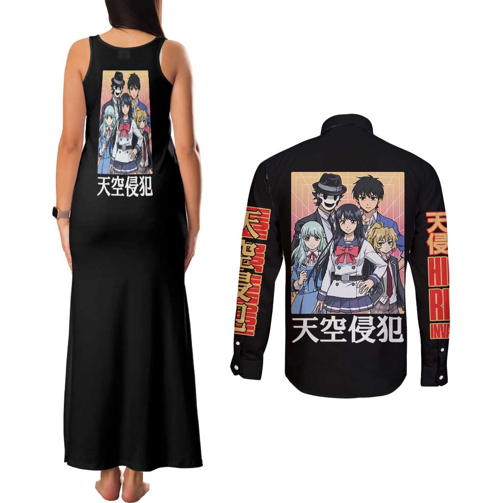 High-Rise Invasion Couples Matching Tank Maxi Dress and Long Sleeve Button Shirt Japan Anime Style - The Mazicc