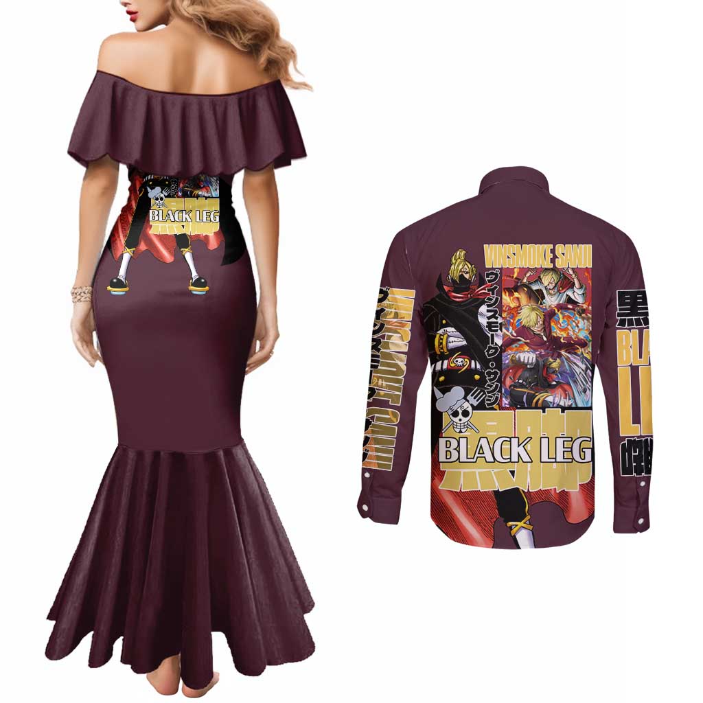 Vinsmoke Sanji V2 One Piece Couples Matching Mermaid Dress and Long Sleeve Button Shirt Japan Anime Style - The Mazicc