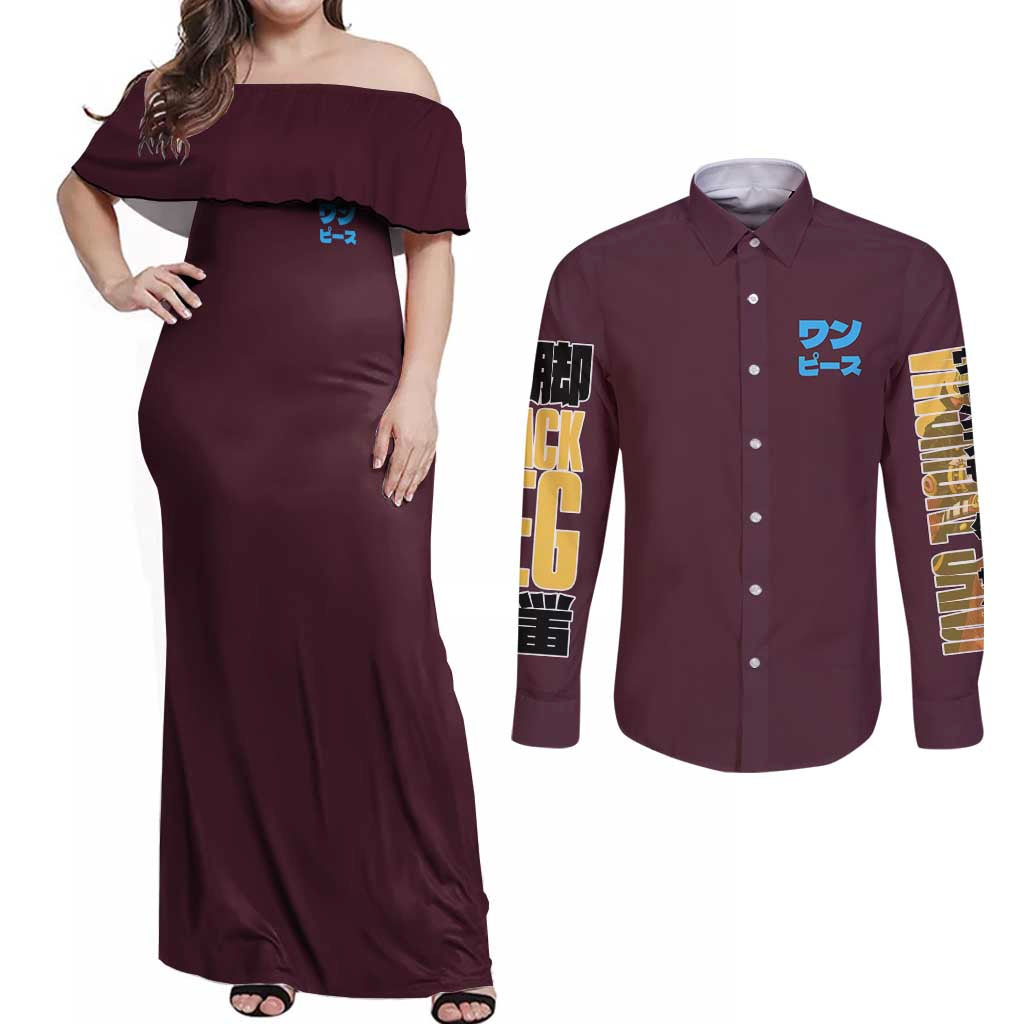 Vinsmoke Sanji V2 One Piece Couples Matching Off Shoulder Maxi Dress and Long Sleeve Button Shirt Japan Anime Style - The Mazicc
