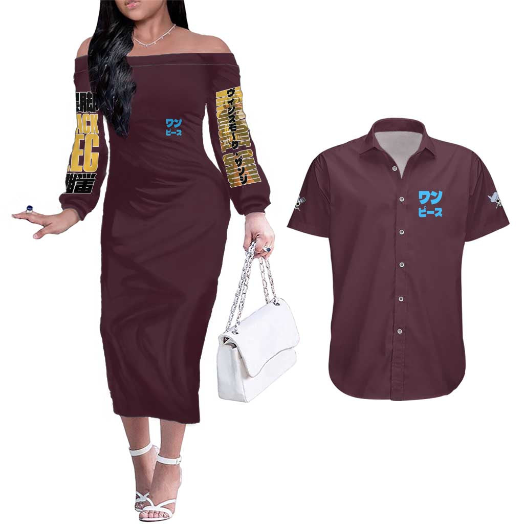 Vinsmoke Sanji V2 One Piece Couples Matching Off The Shoulder Long Sleeve Dress and Hawaiian Shirt Japan Anime Style - The Mazicc