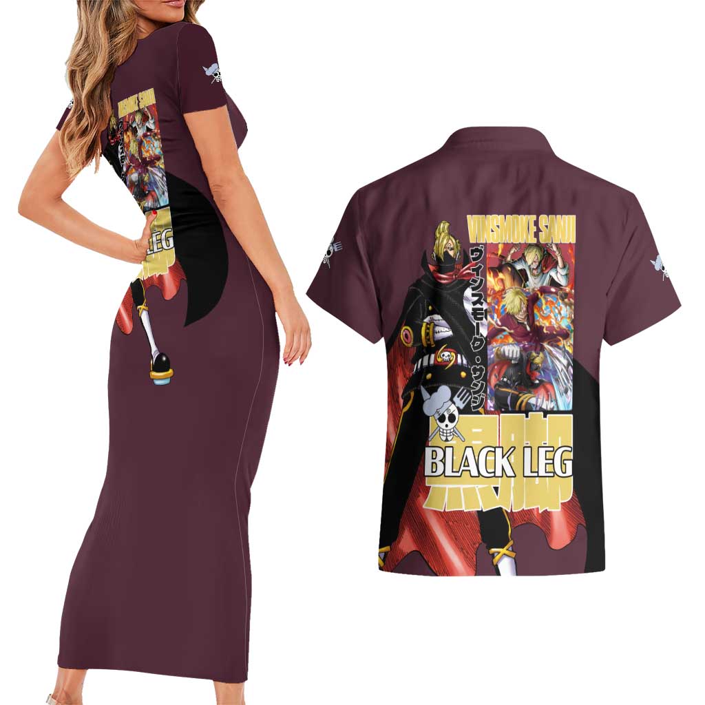 Vinsmoke Sanji V2 One Piece Couples Matching Short Sleeve Bodycon Dress and Hawaiian Shirt Japan Anime Style - The Mazicc