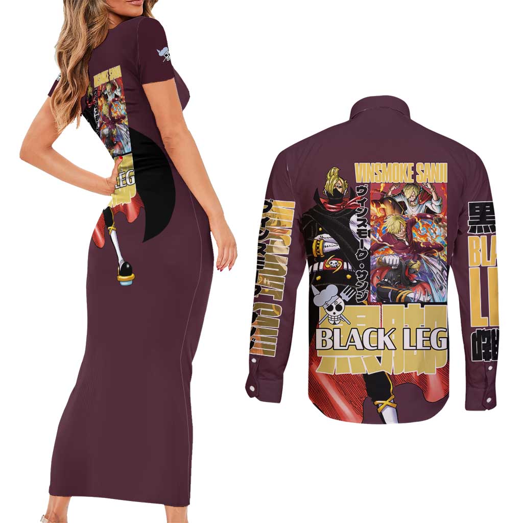 Vinsmoke Sanji V2 One Piece Couples Matching Short Sleeve Bodycon Dress and Long Sleeve Button Shirt Japan Anime Style - The Mazicc