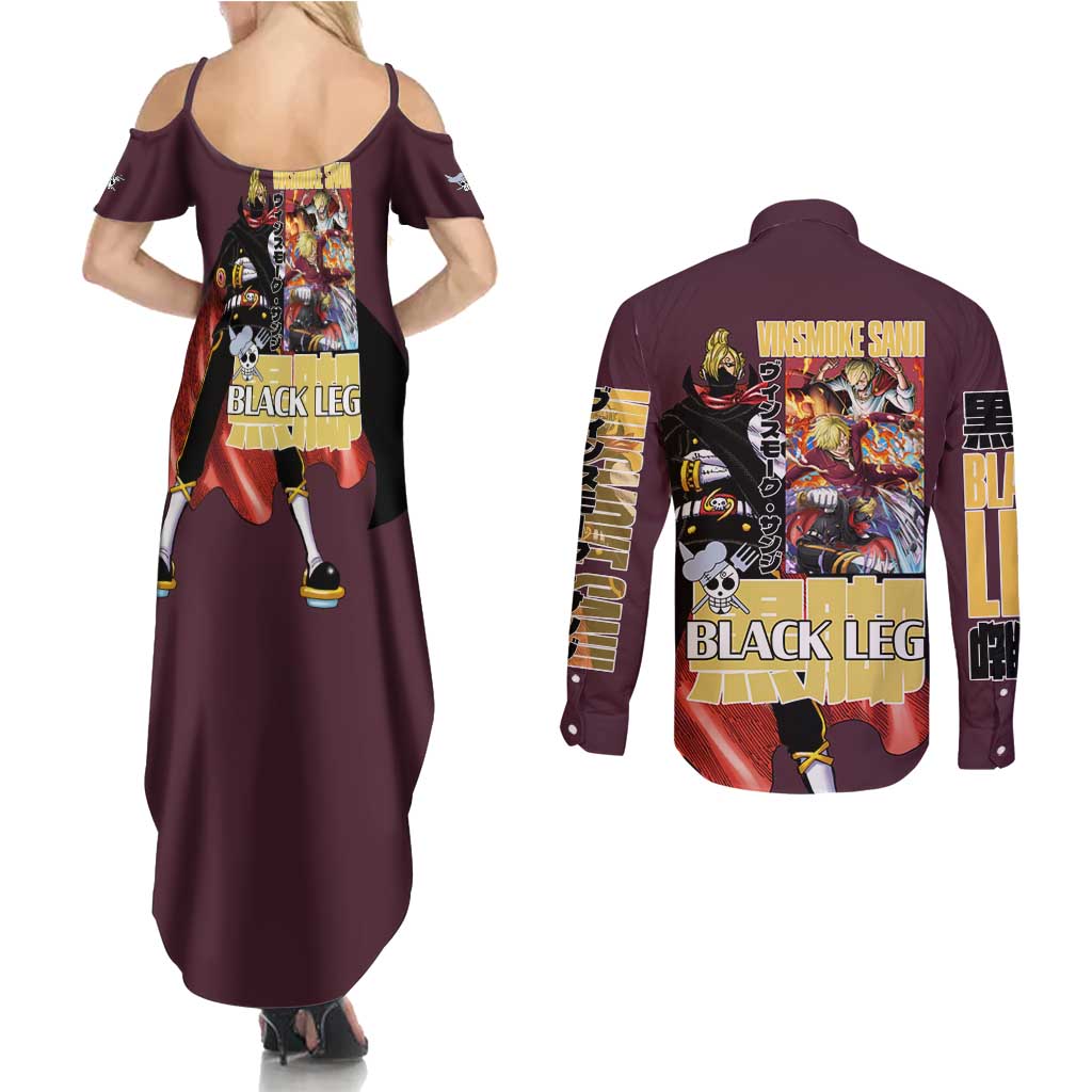 Vinsmoke Sanji V2 One Piece Couples Matching Summer Maxi Dress and Long Sleeve Button Shirt Japan Anime Style - The Mazicc