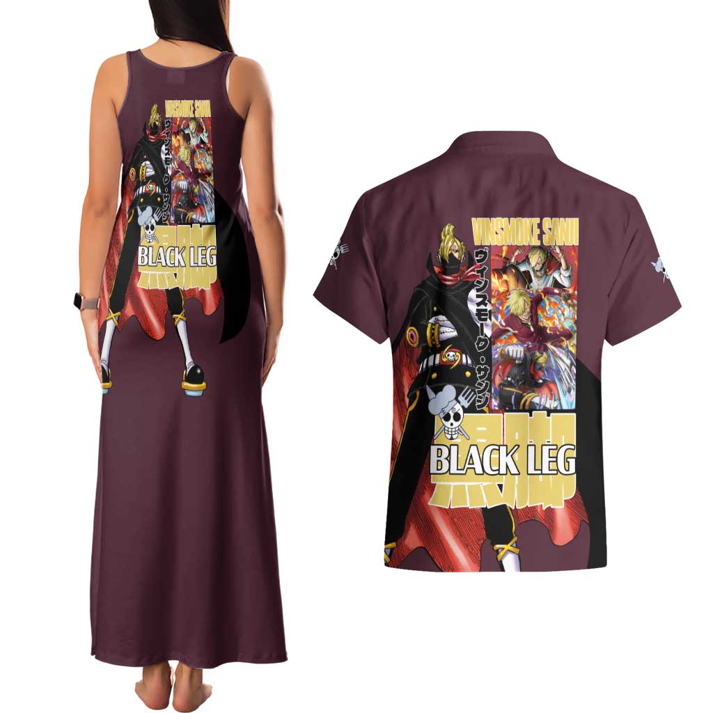 Vinsmoke Sanji V2 One Piece Couples Matching Tank Maxi Dress and Hawaiian Shirt Japan Anime Style - The Mazicc