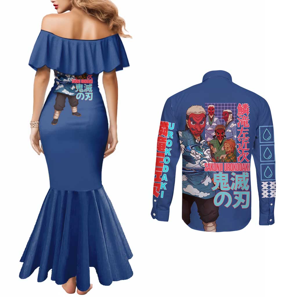 Sakonji Urokodaki V2 Demon Slayer Couples Matching Mermaid Dress and Long Sleeve Button Shirt Japan Anime Style - The Mazicc