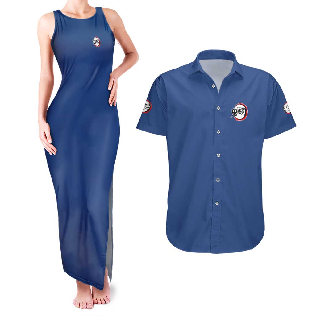Sakonji Urokodaki V2 Demon Slayer Couples Matching Tank Maxi Dress and Hawaiian Shirt Japan Anime Style - The Mazicc