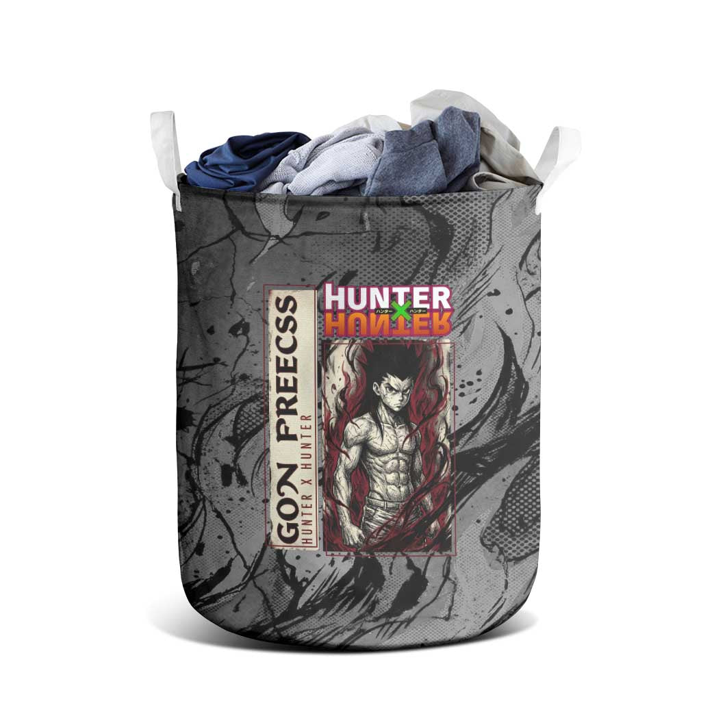 Gon Freecss Hunter x Hunter Dark Grunge Design Laundry Basket with Transformation Artwork and Anime Graphic Elements - The Mazicc