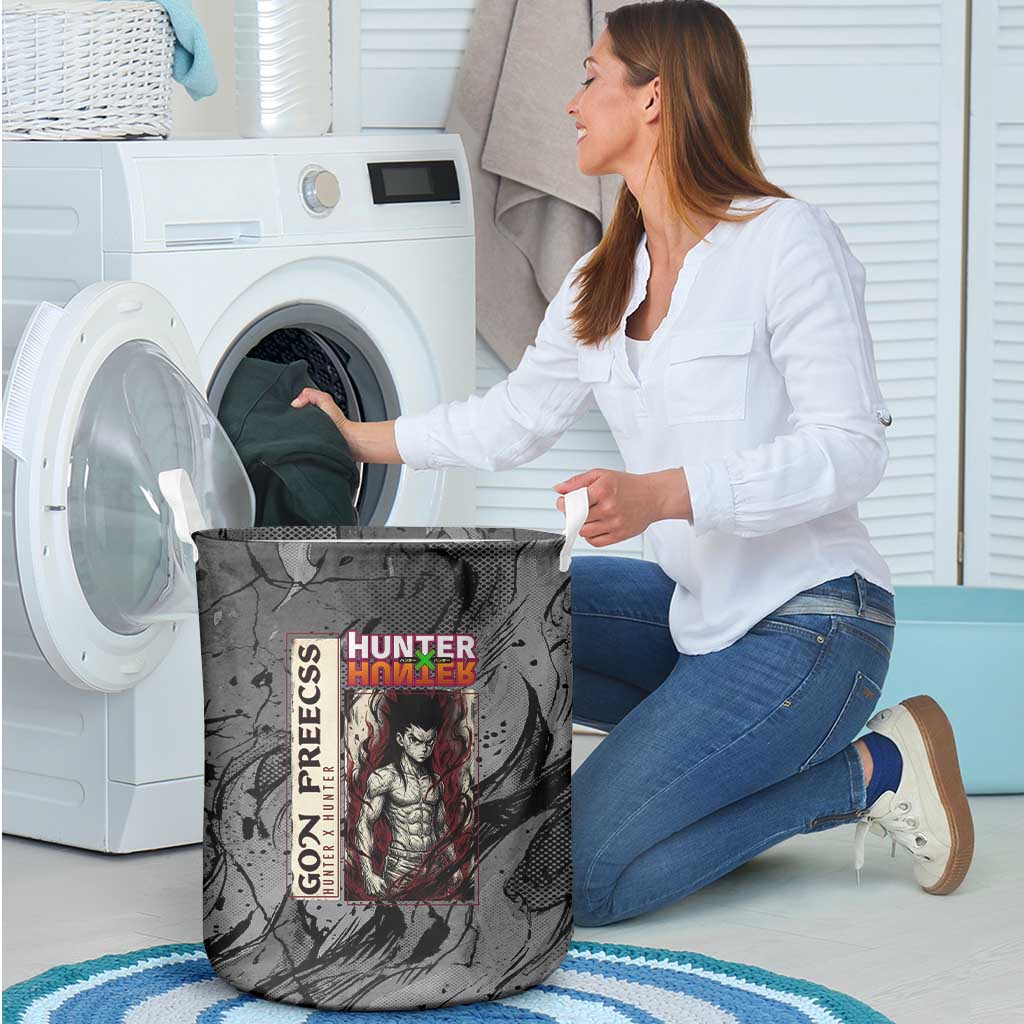 Gon Freecss Hunter x Hunter Dark Grunge Design Laundry Basket with Transformation Artwork and Anime Graphic Elements - The Mazicc
