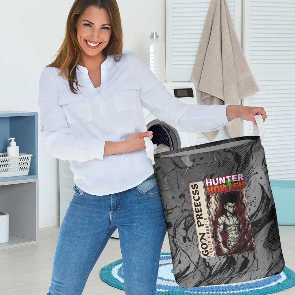 Gon Freecss Hunter x Hunter Dark Grunge Design Laundry Basket with Transformation Artwork and Anime Graphic Elements - The Mazicc