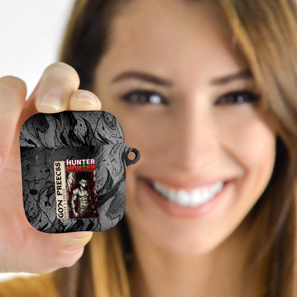 Gon Freecss Hunter x Hunter Dark Grunge Design AirPods Case with Transformation Artwork and Anime Graphic Elements - The Mazicc