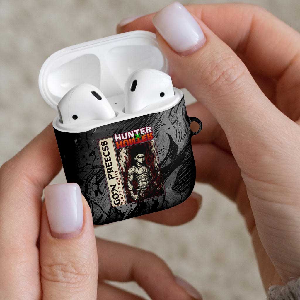 Gon Freecss Hunter x Hunter Dark Grunge Design AirPods Case with Transformation Artwork and Anime Graphic Elements - The Mazicc