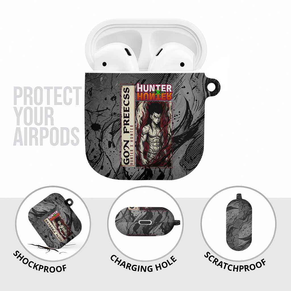 Gon Freecss Hunter x Hunter Dark Grunge Design AirPods Case with Transformation Artwork and Anime Graphic Elements - The Mazicc