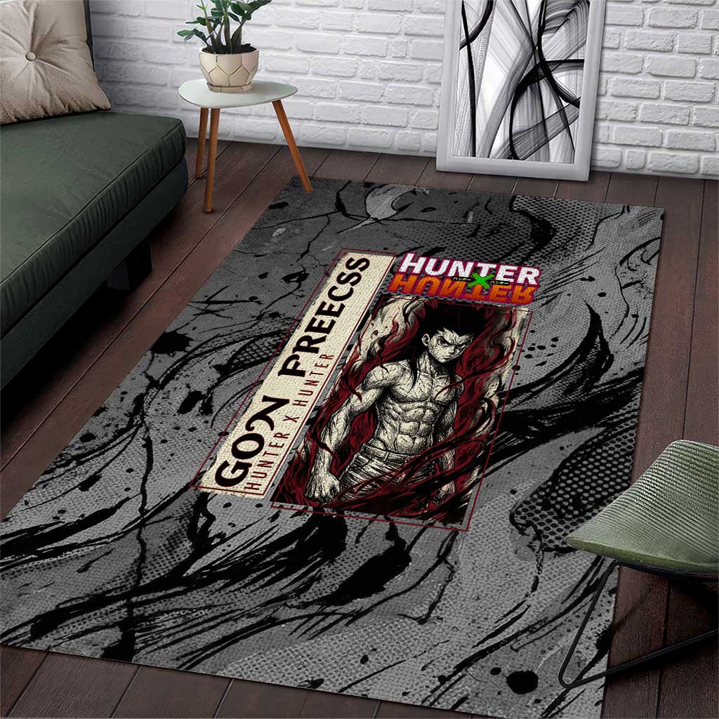 Gon Freecss Hunter x Hunter Dark Grunge Design Area Rug with Transformation Artwork and Anime Graphic Elements - The Mazicc