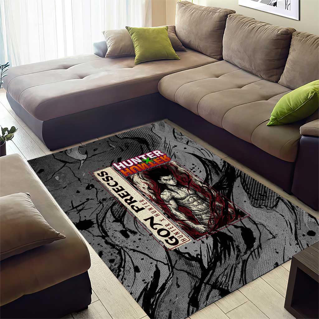 Gon Freecss Hunter x Hunter Dark Grunge Design Area Rug with Transformation Artwork and Anime Graphic Elements - The Mazicc