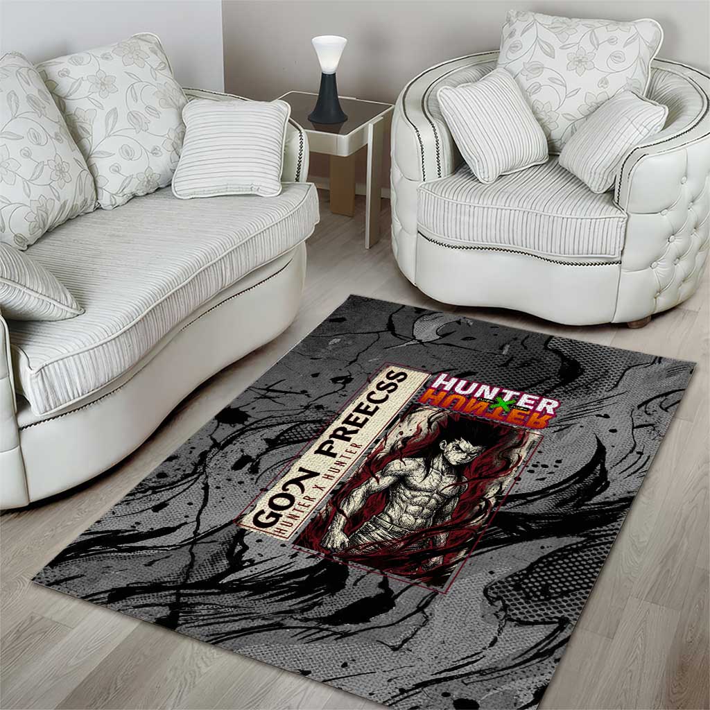 Gon Freecss Hunter x Hunter Dark Grunge Design Area Rug with Transformation Artwork and Anime Graphic Elements - The Mazicc
