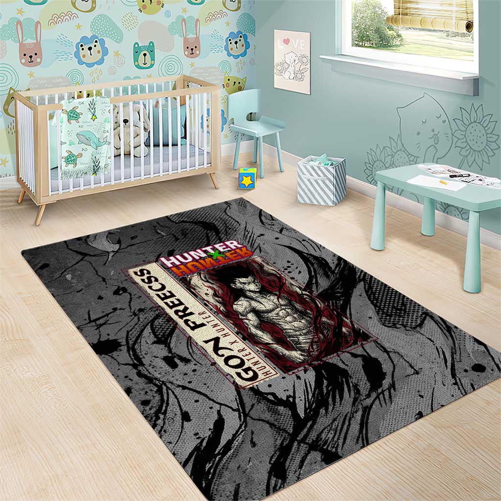 Gon Freecss Hunter x Hunter Dark Grunge Design Area Rug with Transformation Artwork and Anime Graphic Elements - The Mazicc