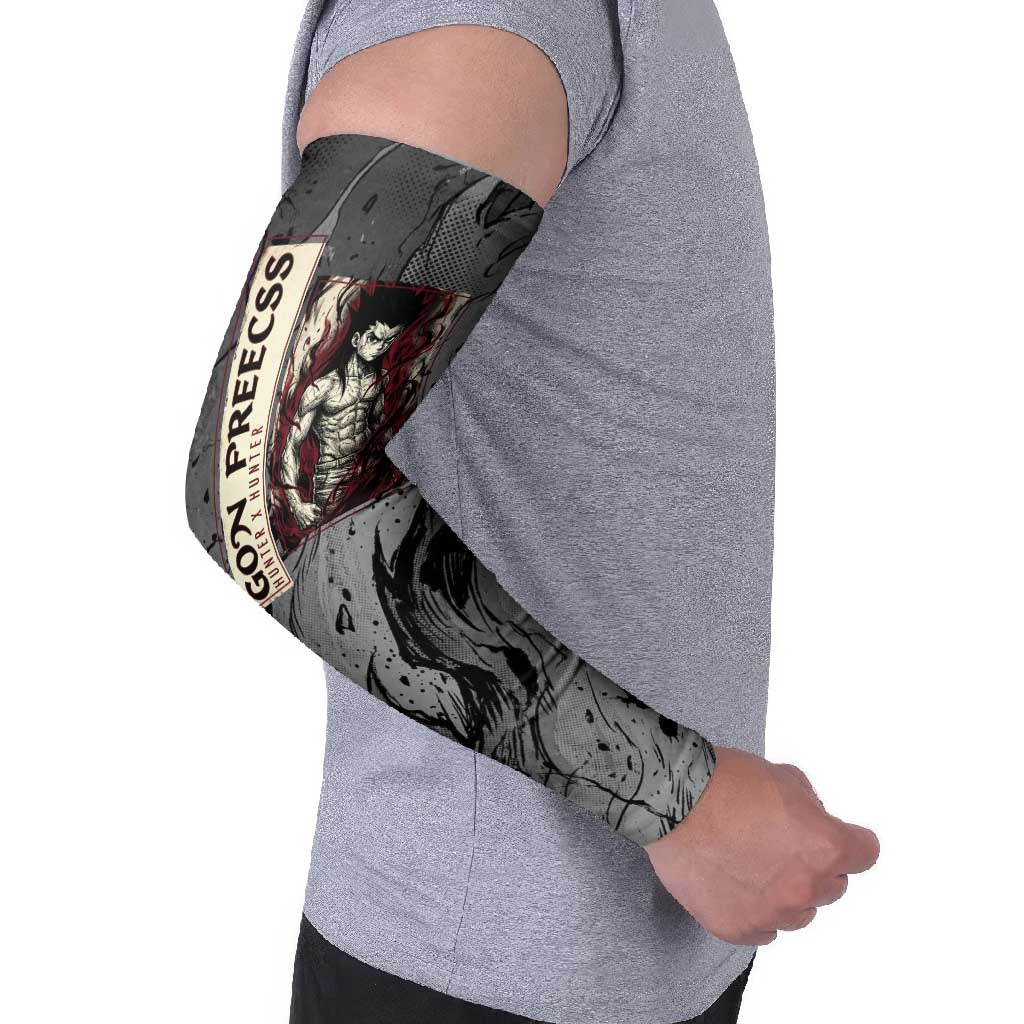 Gon Freecss Hunter x Hunter Dark Grunge Design Arm Sleeves with Transformation Artwork and Anime Graphic Elements - The Mazicc
