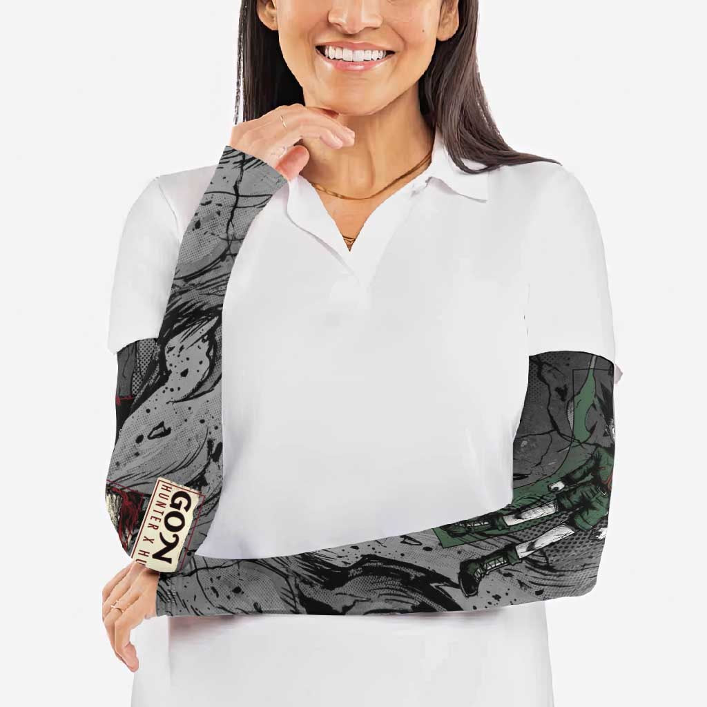 Gon Freecss Hunter x Hunter Dark Grunge Design Arm Sleeves with Transformation Artwork and Anime Graphic Elements - The Mazicc