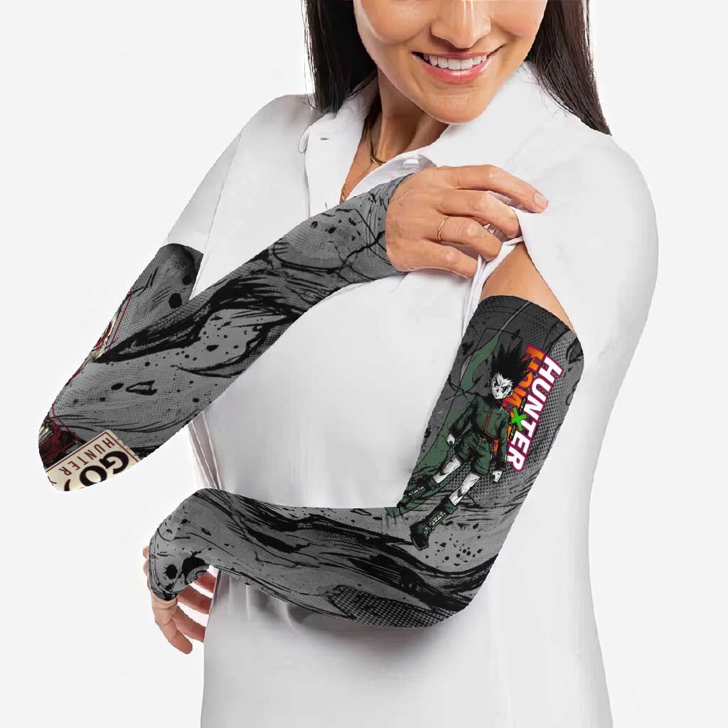 Gon Freecss Hunter x Hunter Dark Grunge Design Arm Sleeves with Transformation Artwork and Anime Graphic Elements - The Mazicc