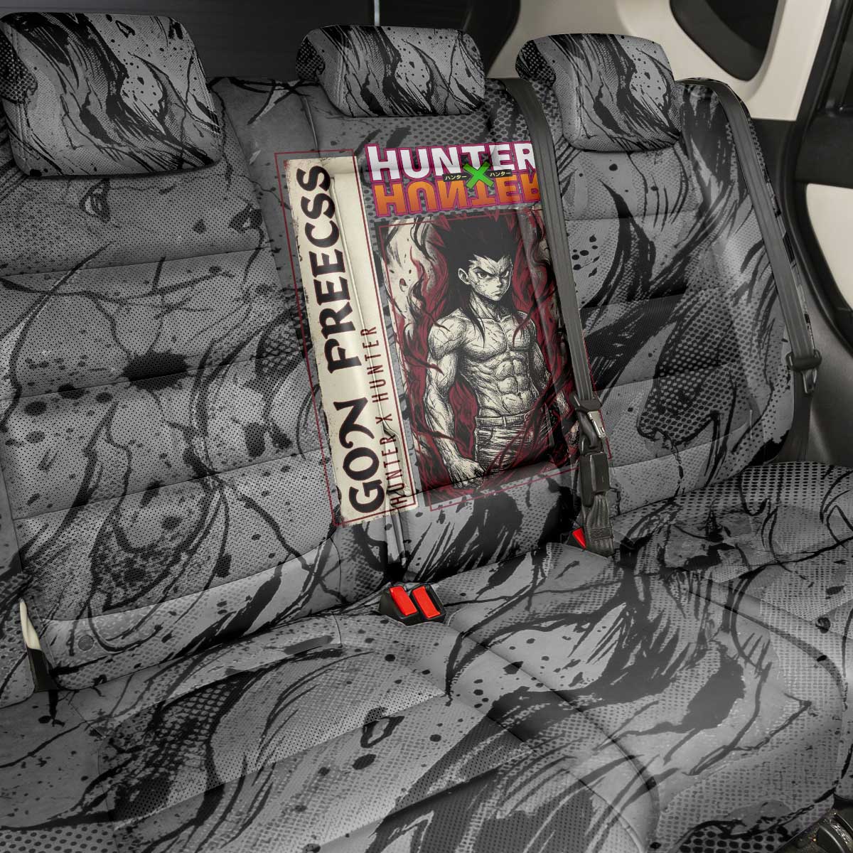 Gon Freecss Hunter x Hunter Dark Grunge Design Back Car Seat Cover with Transformation Artwork and Anime Graphic Elements - The Mazicc