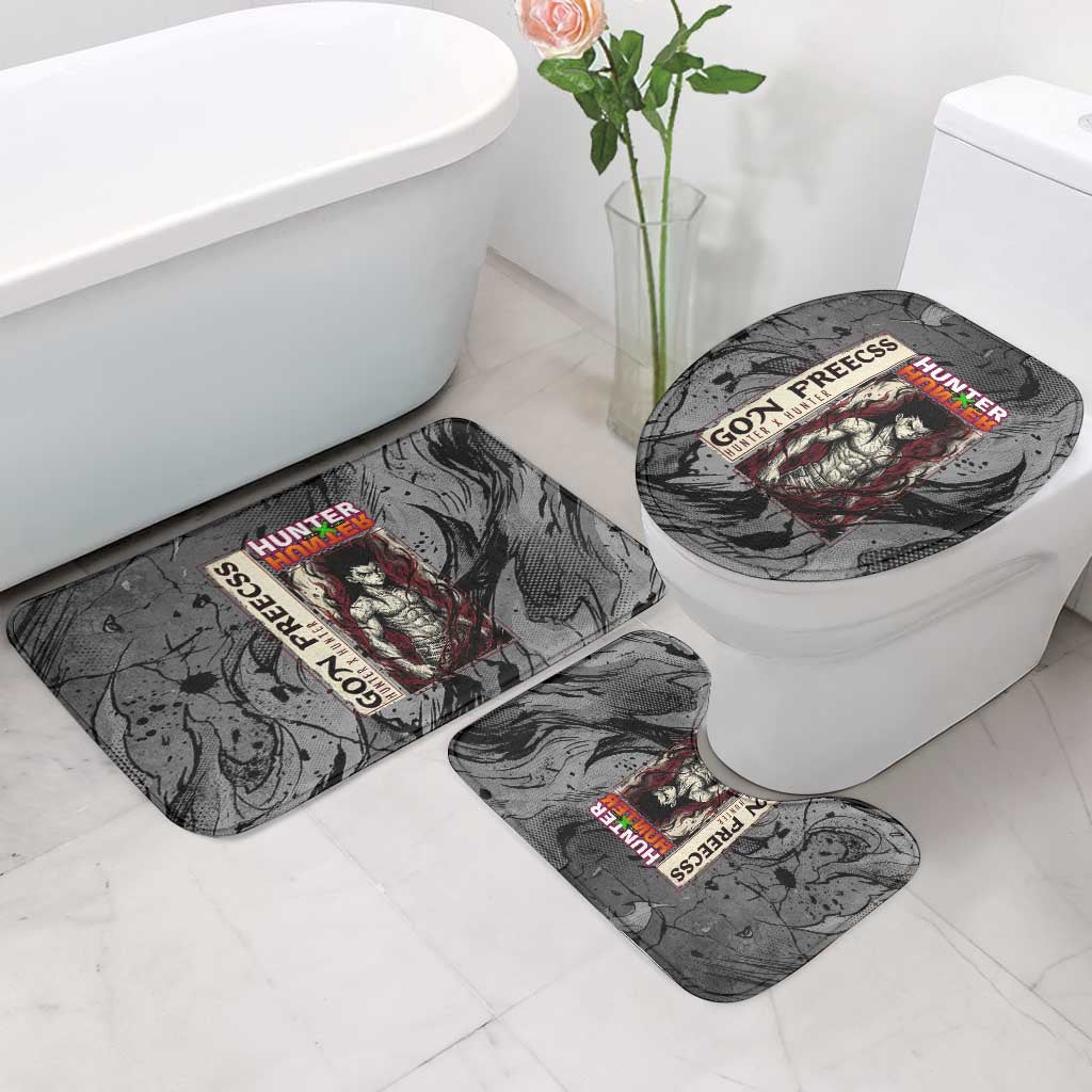 Gon Freecss Hunter x Hunter Dark Grunge Design Bathroom Set with Transformation Artwork and Anime Graphic Elements - The Mazicc