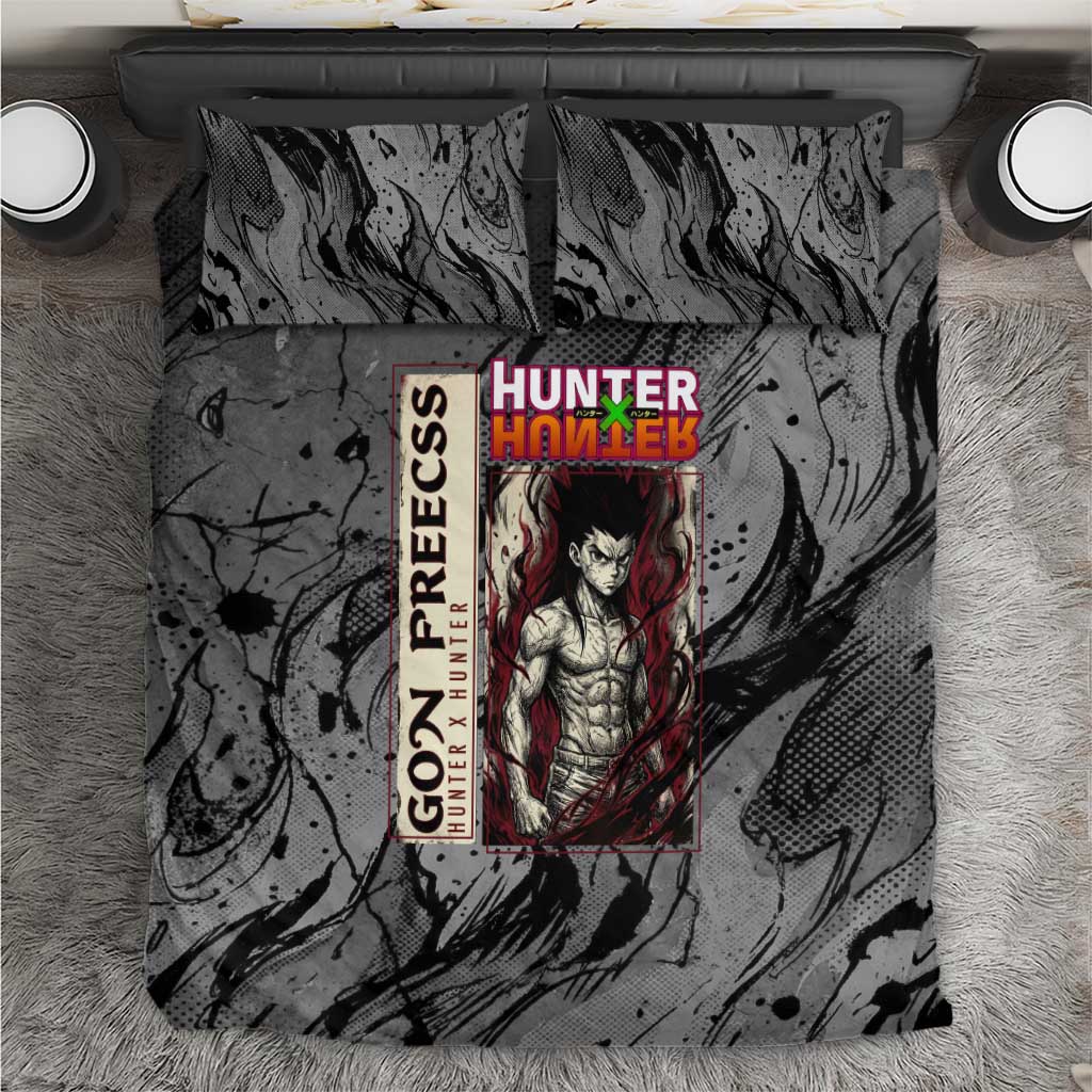 Gon Freecss Hunter x Hunter Dark Grunge Design Bedding Set with Transformation Artwork and Anime Graphic Elements - The Mazicc