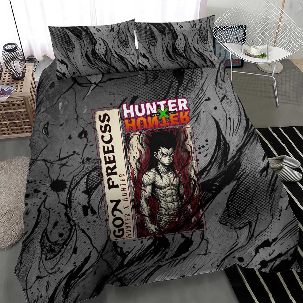Gon Freecss Hunter x Hunter Dark Grunge Design Bedding Set with Transformation Artwork and Anime Graphic Elements - The Mazicc