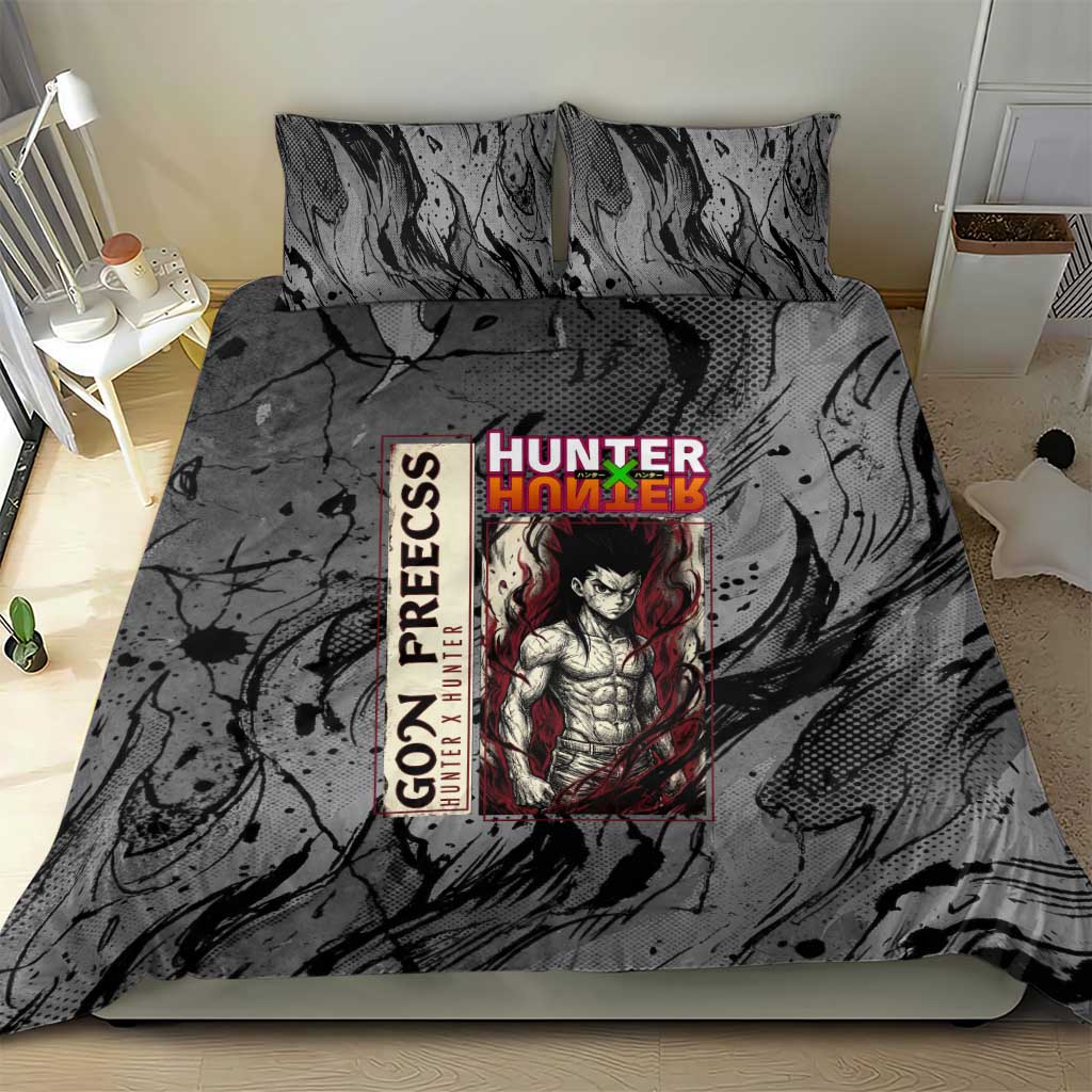 Gon Freecss Hunter x Hunter Dark Grunge Design Bedding Set with Transformation Artwork and Anime Graphic Elements - The Mazicc
