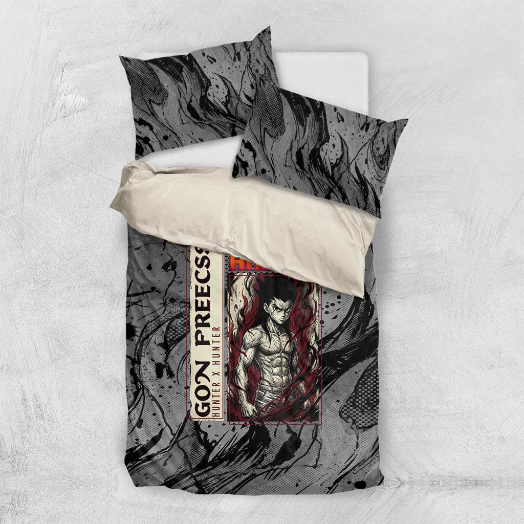 Gon Freecss Hunter x Hunter Dark Grunge Design Bedding Set with Transformation Artwork and Anime Graphic Elements - The Mazicc