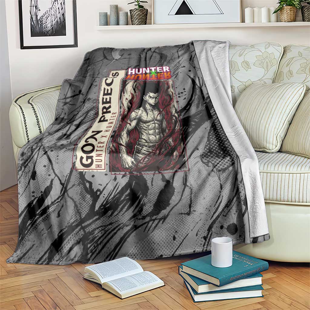 Gon Freecss Hunter x Hunter Dark Grunge Design Blanket with Transformation Artwork and Anime Graphic Elements - The Mazicc