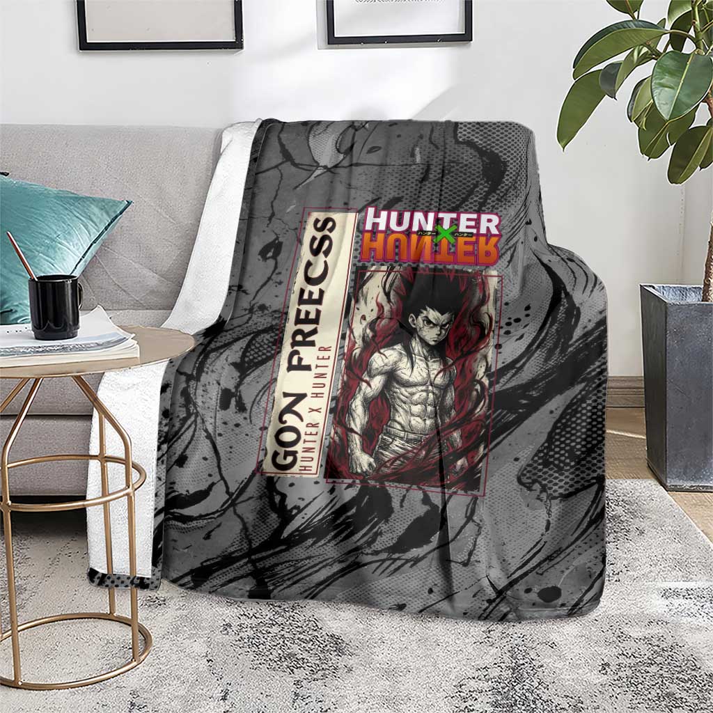 Gon Freecss Hunter x Hunter Dark Grunge Design Blanket with Transformation Artwork and Anime Graphic Elements - The Mazicc