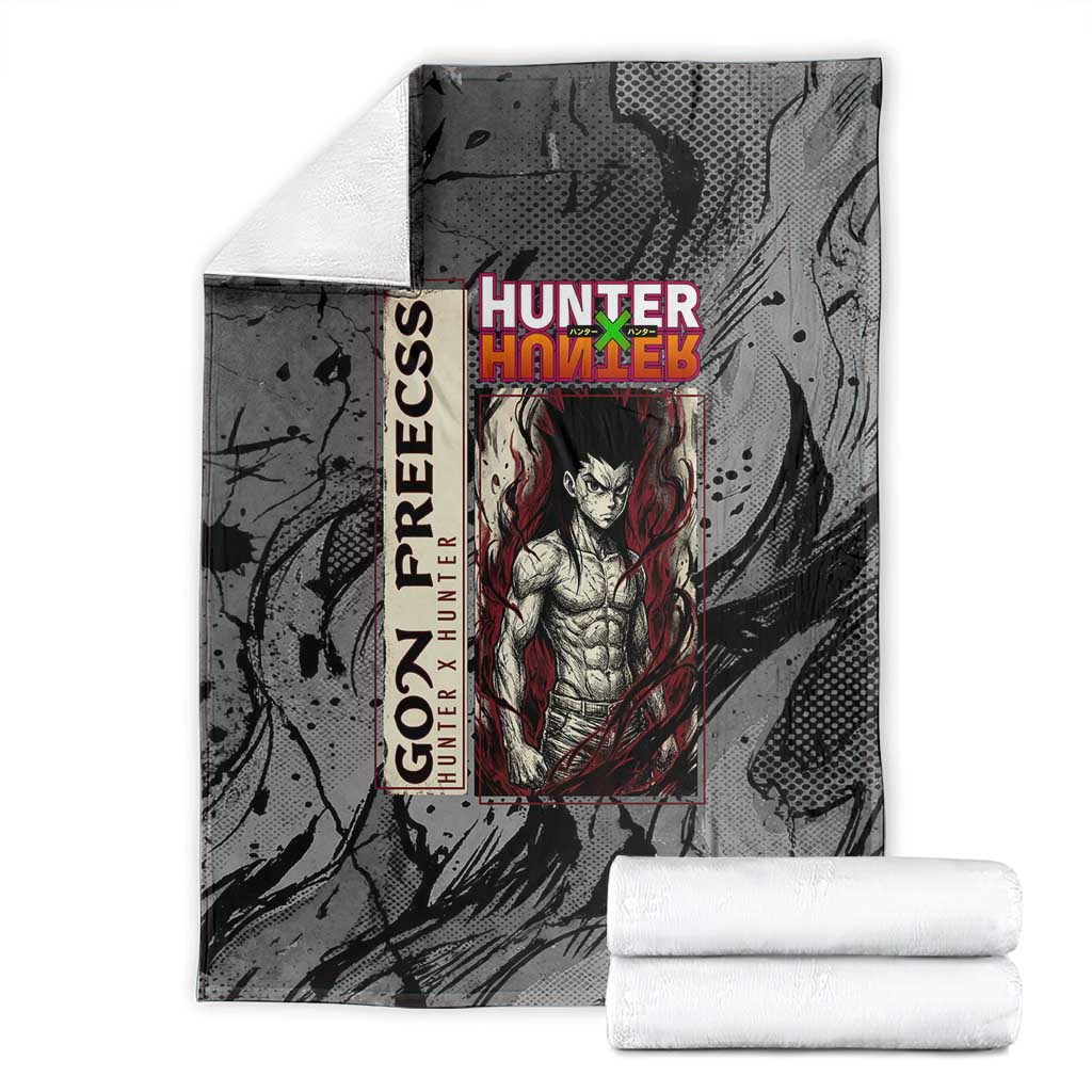 Gon Freecss Hunter x Hunter Dark Grunge Design Blanket with Transformation Artwork and Anime Graphic Elements - The Mazicc