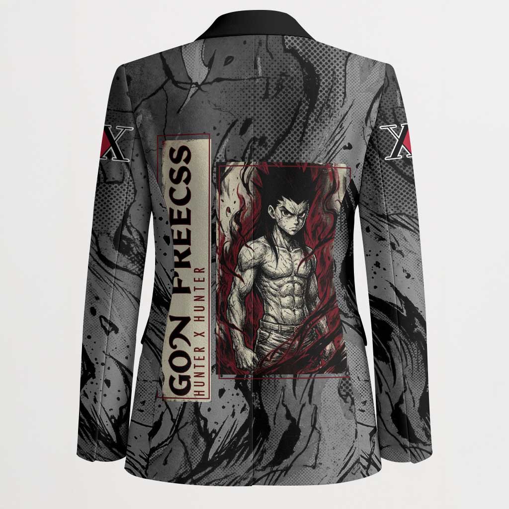Gon Freecss Hunter x Hunter Dark Grunge Design Blazer with Transformation Artwork and Anime Graphic Elements - The Mazicc