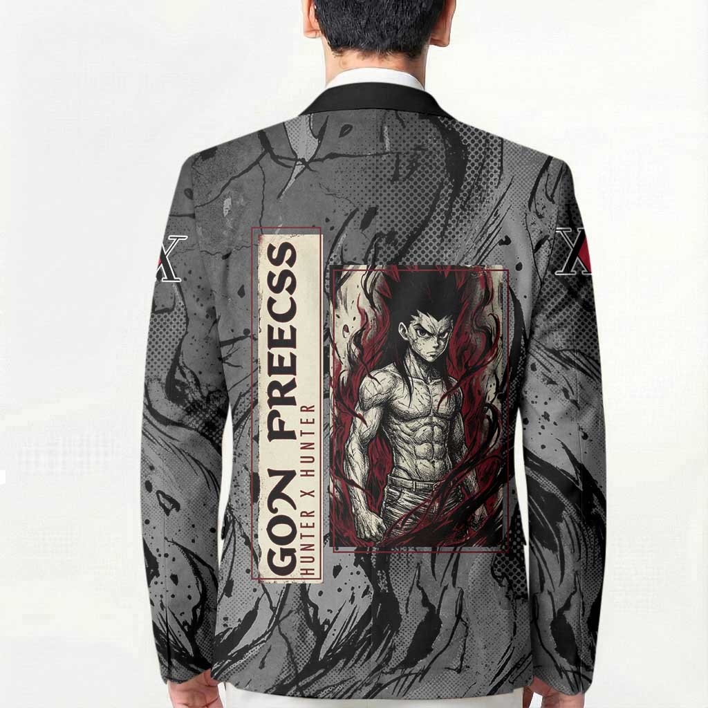 Gon Freecss Hunter x Hunter Dark Grunge Design Blazer with Transformation Artwork and Anime Graphic Elements - The Mazicc