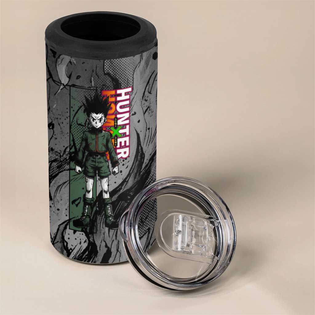Gon Freecss Hunter x Hunter Dark Grunge Design 4 in 1 Can Cooler Tumbler with Transformation Artwork and Anime Graphic Elements - The Mazicc