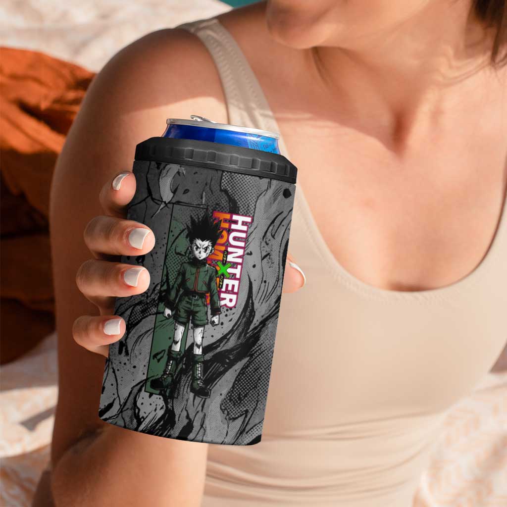 Gon Freecss Hunter x Hunter Dark Grunge Design 4 in 1 Can Cooler Tumbler with Transformation Artwork and Anime Graphic Elements - The Mazicc