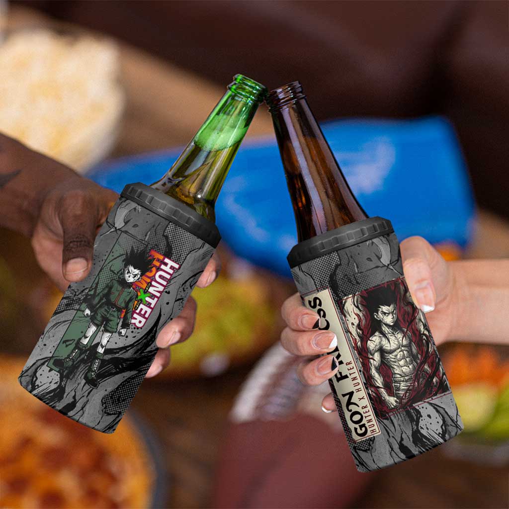 Gon Freecss Hunter x Hunter Dark Grunge Design 4 in 1 Can Cooler Tumbler with Transformation Artwork and Anime Graphic Elements - The Mazicc