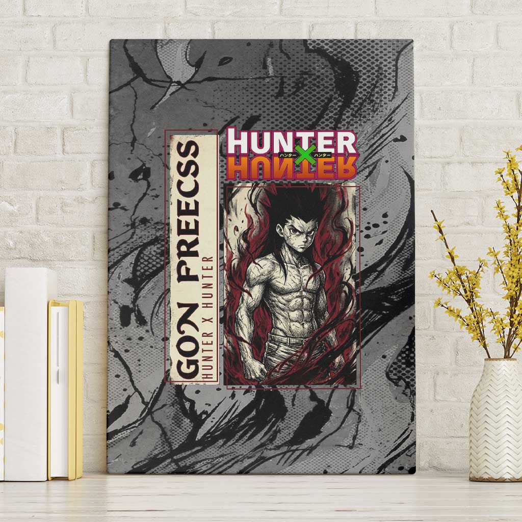 Gon Freecss Hunter x Hunter Dark Grunge Design Canvas Wall Art with Transformation Artwork and Anime Graphic Elements - The Mazicc