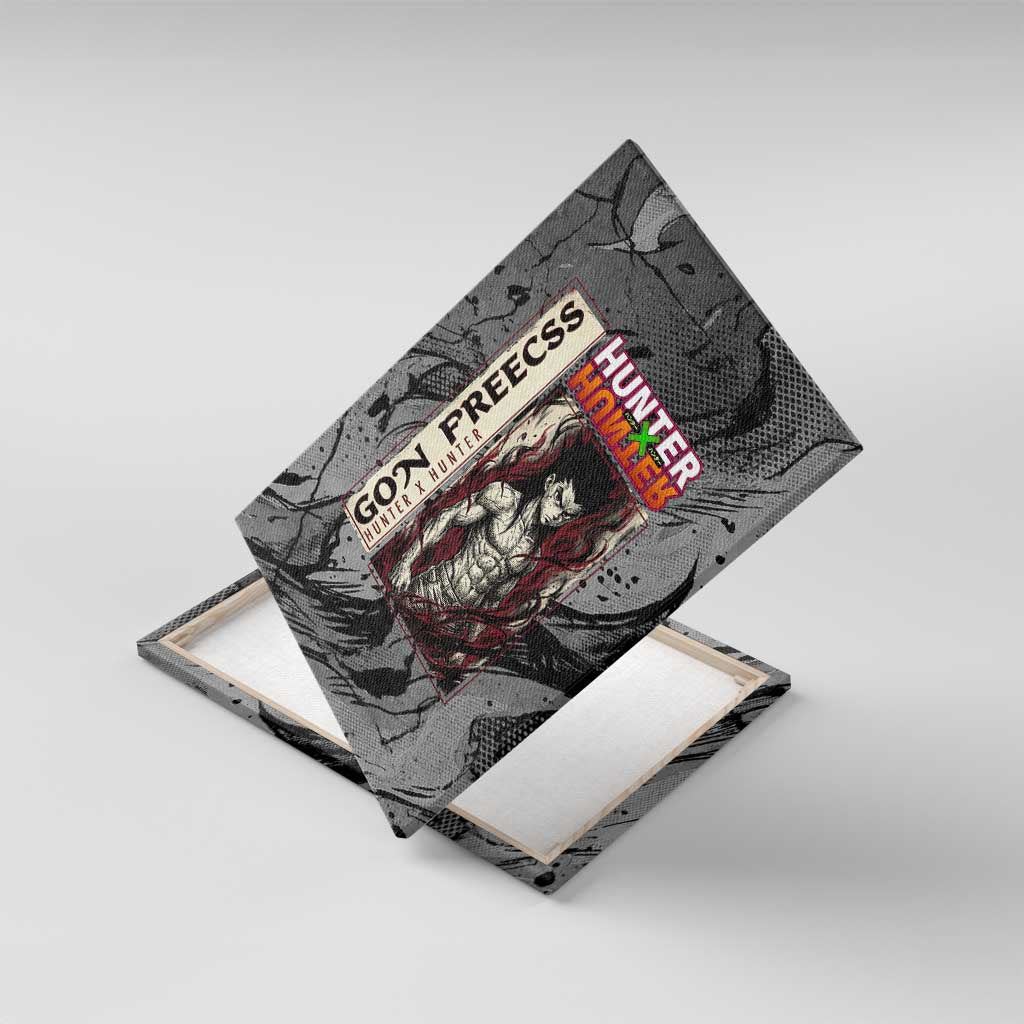 Gon Freecss Hunter x Hunter Dark Grunge Design Canvas Wall Art with Transformation Artwork and Anime Graphic Elements - The Mazicc