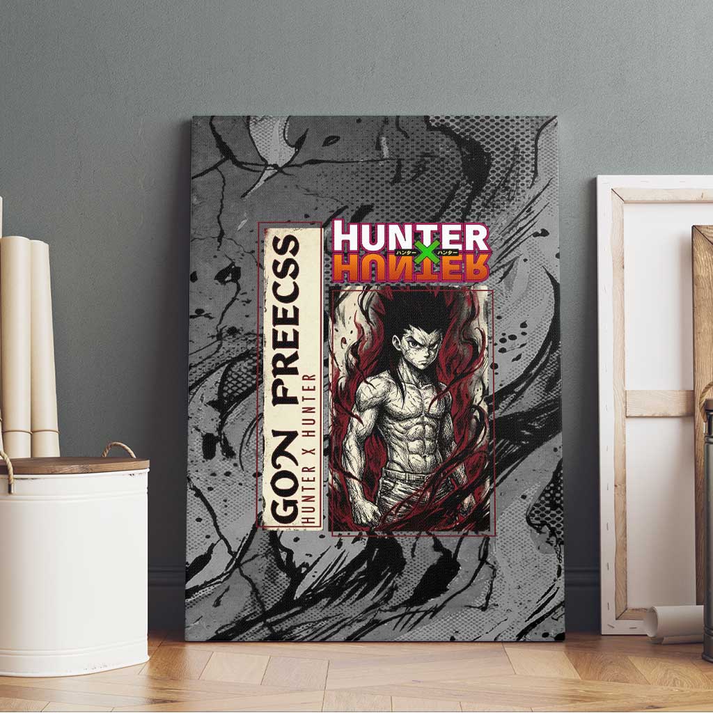 Gon Freecss Hunter x Hunter Dark Grunge Design Canvas Wall Art with Transformation Artwork and Anime Graphic Elements - The Mazicc