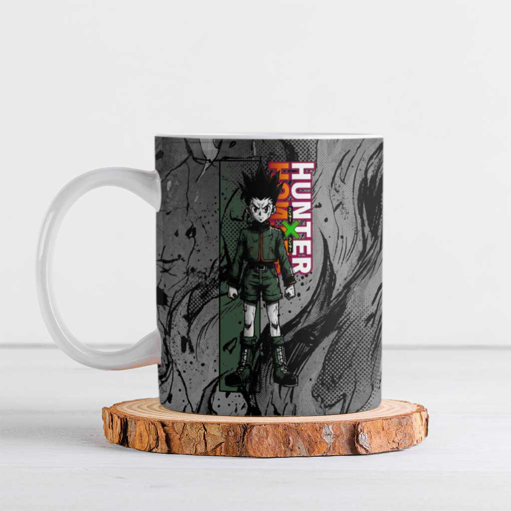 Gon Freecss Hunter x Hunter Dark Grunge Design Ceramic Mug with Transformation Artwork and Anime Graphic Elements - The Mazicc