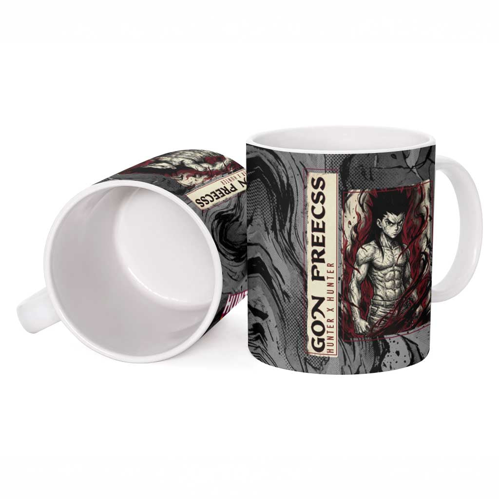 Gon Freecss Hunter x Hunter Dark Grunge Design Ceramic Mug with Transformation Artwork and Anime Graphic Elements - The Mazicc