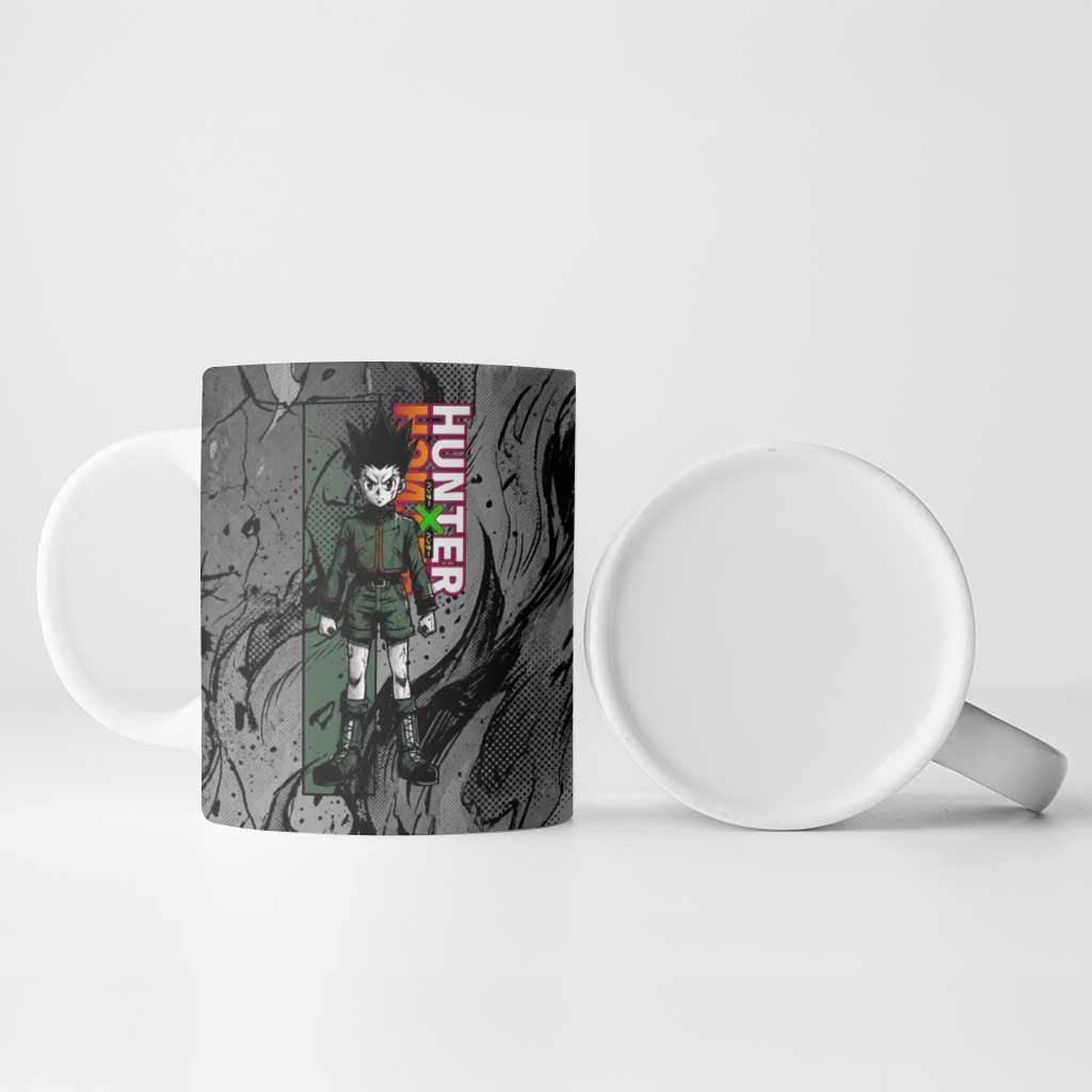 Gon Freecss Hunter x Hunter Dark Grunge Design Ceramic Mug with Transformation Artwork and Anime Graphic Elements - The Mazicc