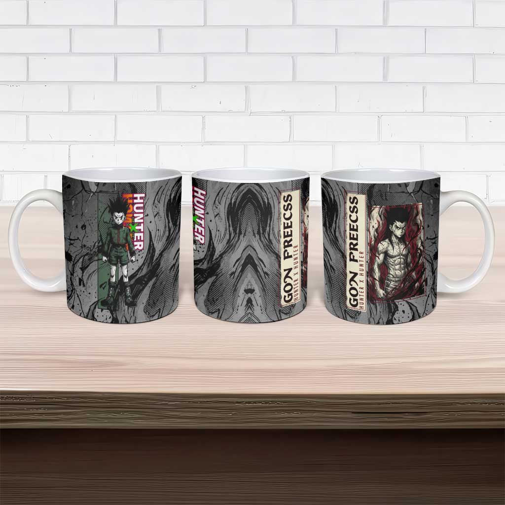 Gon Freecss Hunter x Hunter Dark Grunge Design Ceramic Mug with Transformation Artwork and Anime Graphic Elements - The Mazicc