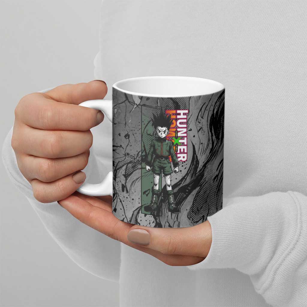Gon Freecss Hunter x Hunter Dark Grunge Design Ceramic Mug with Transformation Artwork and Anime Graphic Elements - The Mazicc