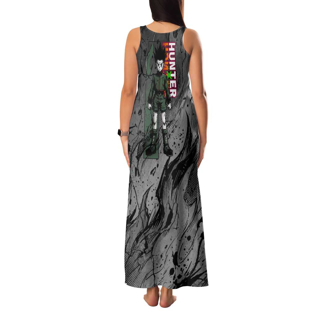 Gon Freecss Hunter x Hunter Dark Grunge Design Family Matching Tank Maxi Dress and Hawaiian Shirt with Transformation Artwork and Anime Graphic Elements