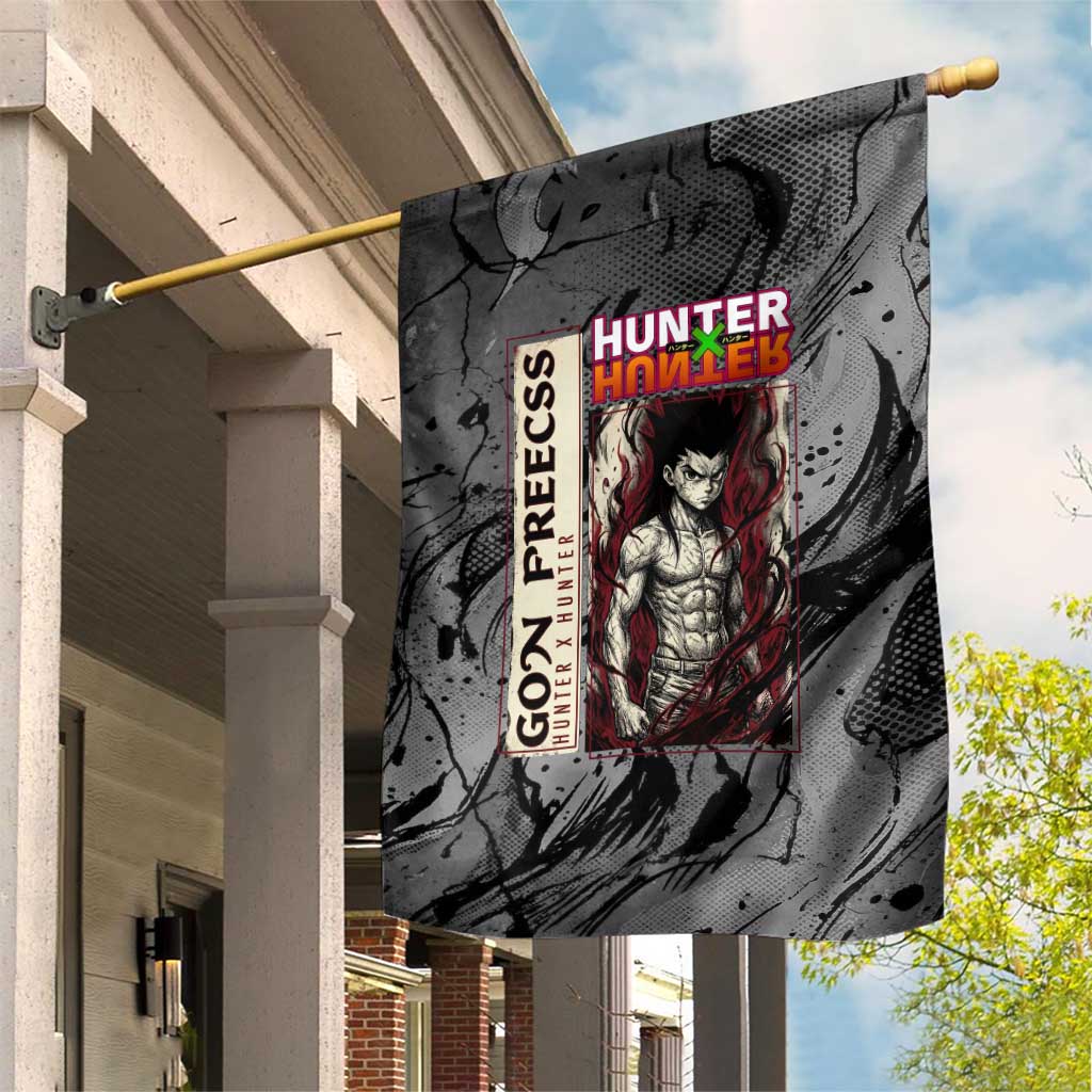 Gon Freecss Hunter x Hunter Dark Grunge Design Garden Flag with Transformation Artwork and Anime Graphic Elements - The Mazicc